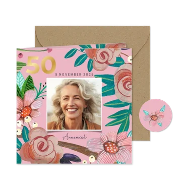 Uitnodiging feestje lente bloemen